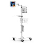Dual Tablet Medical Articulating Arm Rolling Cart - Rise Freedom Extended Dual