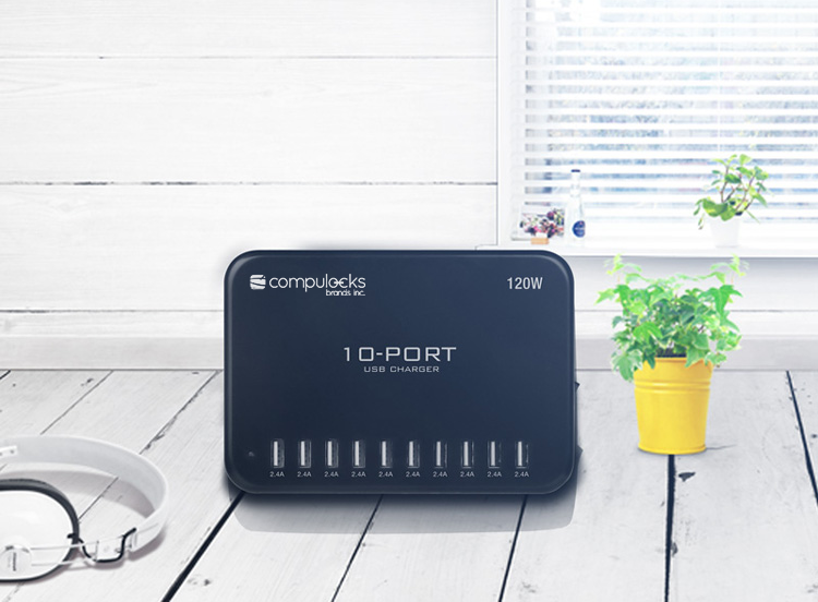 The 10 Port Super Charger is designed for smart USB charging and the safest way for any of your mobile devices. This high power charging hub is uniquely designed with ports for iPad, Samsung Tab, PSP, Tablets and others with each port offering 2.4 amps/5 volts. Our 10 Port Hub will detect attached devices and self-adjust to the correct status, avoiding any compatibility issues and supplying reliable power for any connected device. Dimensions Inches: 6.15 x 4.3 x 1.3 Millimeters: 156 x 109 x 33 10-Port USB Charging Hub Includes: - 10-Ports USB Hub - AC Power Cord Specific Part Numbers: Black - 10-Ports USB Hub: SKU: OR-10PORTUSBHUB